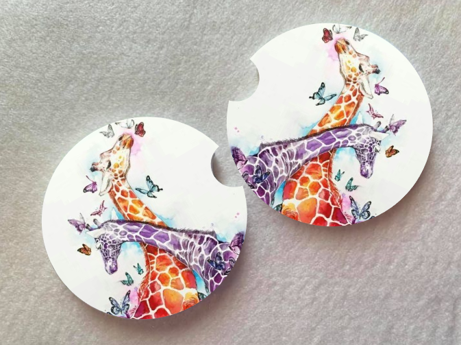 Butterfly & Giraffe Car Coasters